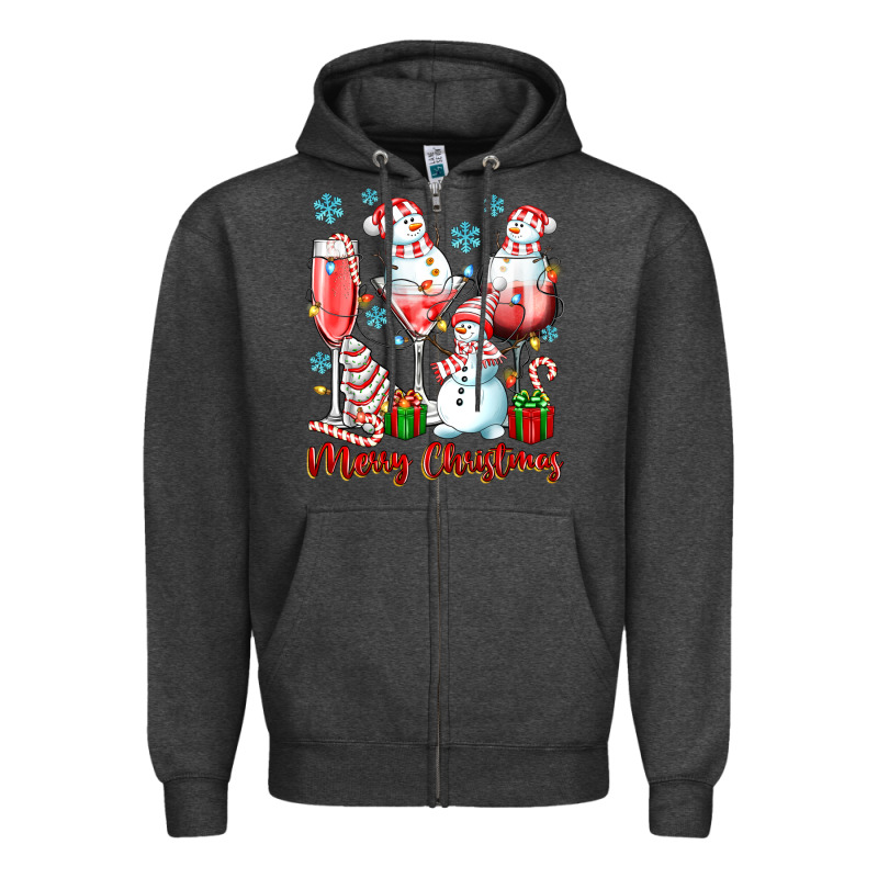 Merry Christmas Wine Glasses Zipper Hoodie by texasbilliewilder | Teevron
