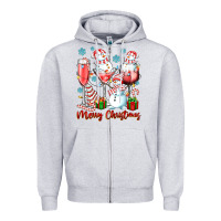 Heather Grey merry christmas wine glasses Zipper Hoodie - texasbilliewilder