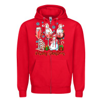 Red merry christmas wine glasses Zipper Hoodie - texasbilliewilder