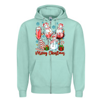 Seafoam merry christmas wine glasses Zipper Hoodie - texasbilliewilder