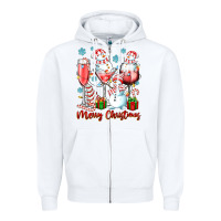 White merry christmas wine glasses Zipper Hoodie - texasbilliewilder