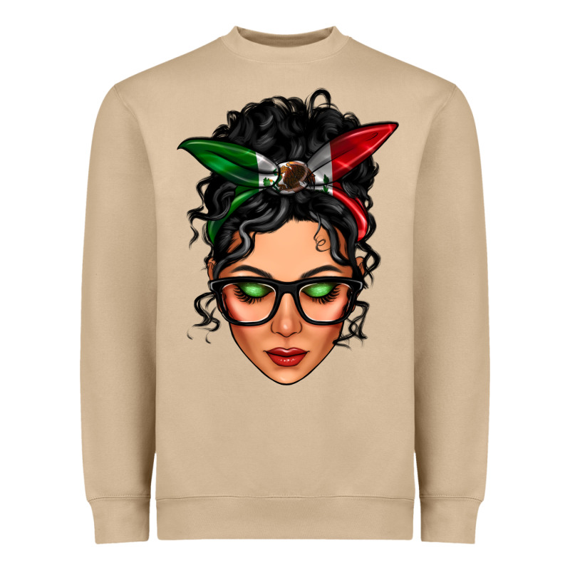 Mexican Latina Girl Messy Bun Heavyweight Sweatshirt by LillyAllenDesigns | Teevron