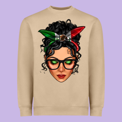 Mexican Latina Girl Messy Bun Heavyweight Sweatshirt Designed By Lillyallendesigns