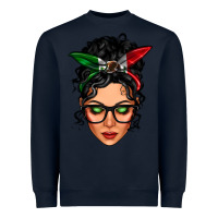 Navy mexican latina girl messy bun Heavyweight Sweatshirt - LillyAllenDesigns