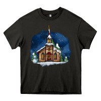 Asphalt Christmas church and snow Heavy Core Tee - AdoDesignShop