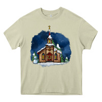 Mossy Christmas church and snow Heavy Core Tee - AdoDesignShop