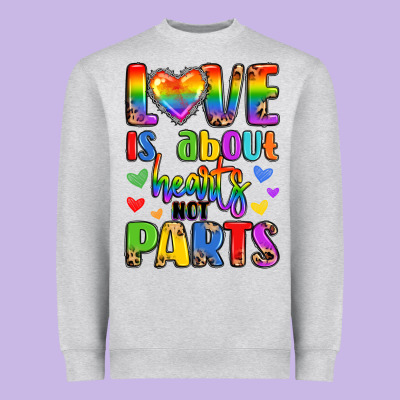 Love Is About Hearts Not Parts Heavyweight Sweatshirt Designed By Lillyallendesigns