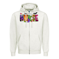 Oatmeal Heather Nurse Halloween Zipper Hoodie - NancyCooperArtShop