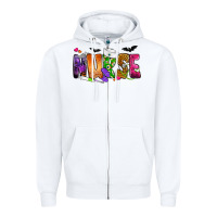 White Nurse Halloween Zipper Hoodie - NancyCooperArtShop