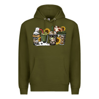Army Green cowhide coffee cup Premium Hoodie - HowdyJamesFarm