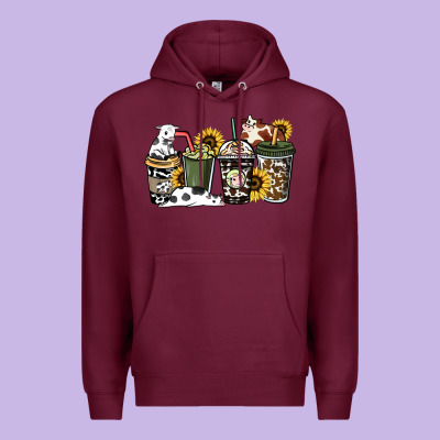 Cowhide Coffee Cup Premium Hoodie Designed By Howdyjamesfarm