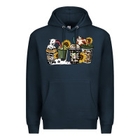 Navy cowhide coffee cup Premium Hoodie - HowdyJamesFarm