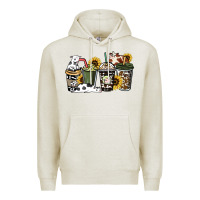 Oatmeal Heather cowhide coffee cup Premium Hoodie - HowdyJamesFarm