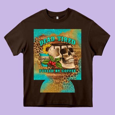 Dead Tired Fueled By Coffee 12 Oz Can Cooler (regular) Heavy Core Tee Designed By Artiststas