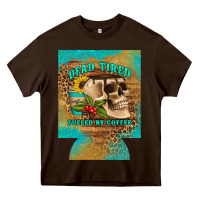 Chocolate Brown dead tired fueled by coffee 12 oz can cooler (regular) Heavy Core Tee - Artiststas