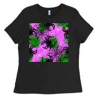 Black halloween spider green leopard seamless pattern Ladies Tee - BundleAndBundleShop