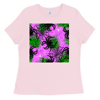 Bubblegum Pink halloween spider green leopard seamless pattern Ladies Tee - BundleAndBundleShop