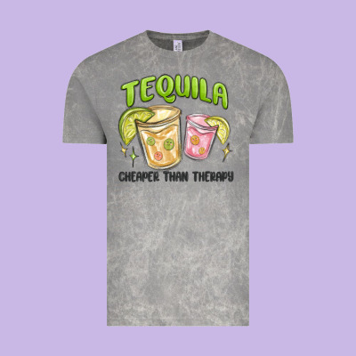Tequila Cheaper Than Therapy Vintage Tee Designed By Maliassmallbusiness