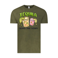 Vintage Olive tequila cheaper than therapy Vintage Tee - MaliasSmallBusiness