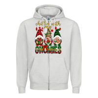 Dove Grey Chillin' with my gnomes Zipper Hoodie - NancyCooperArtShop