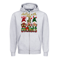 Heather Grey Chillin' with my gnomes Zipper Hoodie - NancyCooperArtShop