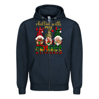 Navy Chillin' with my gnomes Zipper Hoodie - NancyCooperArtShop
