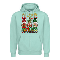 Seafoam Chillin' with my gnomes Zipper Hoodie - NancyCooperArtShop