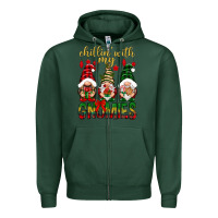 Sports Green Chillin' with my gnomes Zipper Hoodie - NancyCooperArtShop