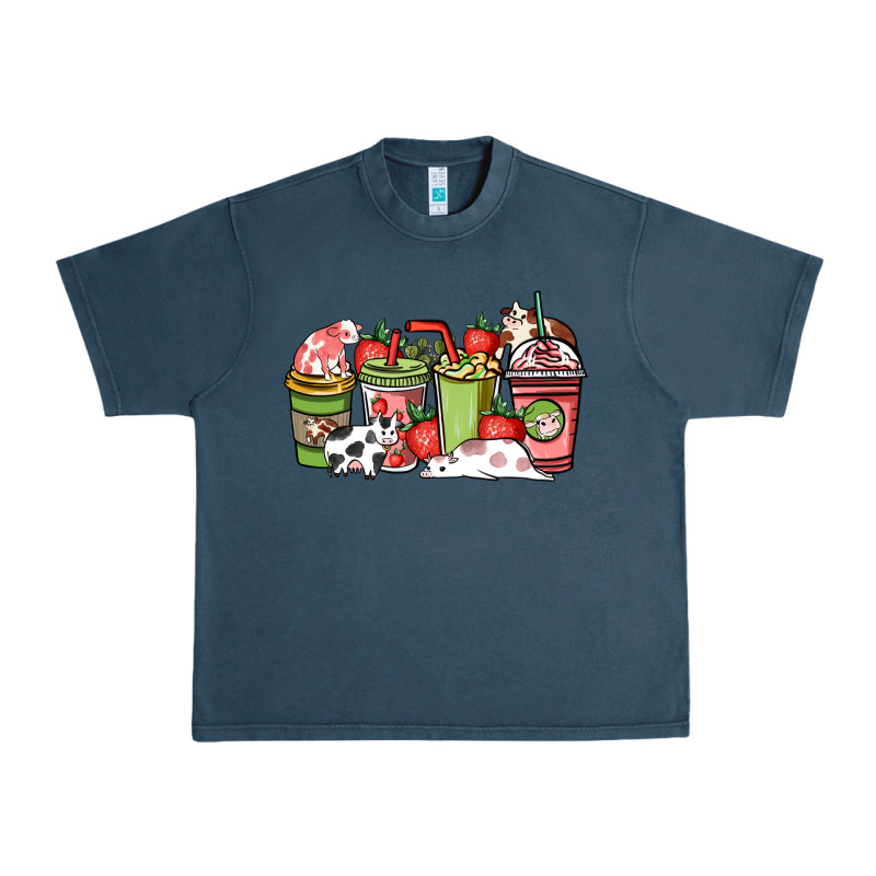 Cow And Strawberry Coffee Cups Urban Heavy Tee by NancyCooperArtShop | Teevron
