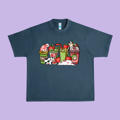 Cow And Strawberry Coffee Cups Urban Heavy Tee Designed By Nancycooperartshop
