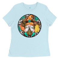 Baby Blue fall gnomes round earrings 1 Ladies Tee - Artiststas