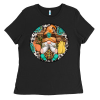 Black fall gnomes round earrings 1 Ladies Tee - Artiststas