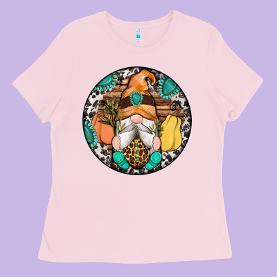 Fall Gnomes Round Earrings 1 Ladies Tee Designed By Artiststas