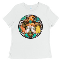 White fall gnomes round earrings 1 Ladies Tee - Artiststas