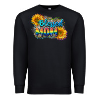 Black Blessed mom Premium Sweatshirt - CowGirlArtShop