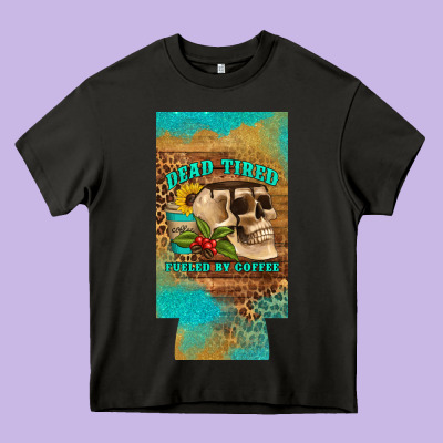 Dead Tired Fueled By Coffee 12 Oz Can Cooler  (slim) Heavy Core Tee Designed By Artiststas