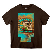Chocolate Brown dead tired fueled by coffee 12 oz can cooler  (slim) Heavy Core Tee - Artiststas