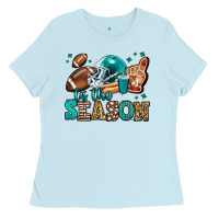 Baby Blue tis the season american football Ladies Tee - Jasminsmagicworld