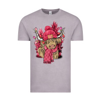 Vintage Zinc pink winter long haired cow Vintage Tee - NancyCooperArtShop