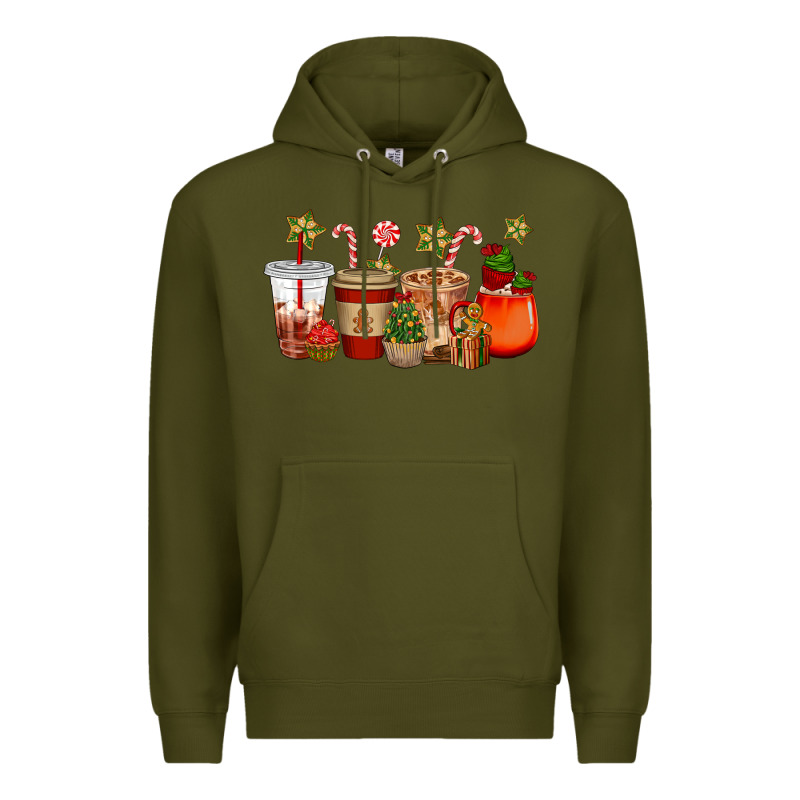 Christmas Cup Cakes Coffee Cups Premium Hoodie by CowGirlArtShop | Teevron