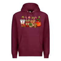 Burgundy christmas cup cakes coffee cups Premium Hoodie - CowGirlArtShop