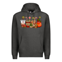 Charcoal Heather christmas cup cakes coffee cups Premium Hoodie - CowGirlArtShop