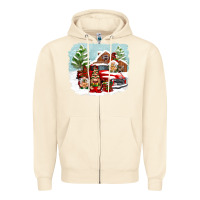 Sandshell Christmas gnomes with red truck Zipper Hoodie - NancyCooperArtShop