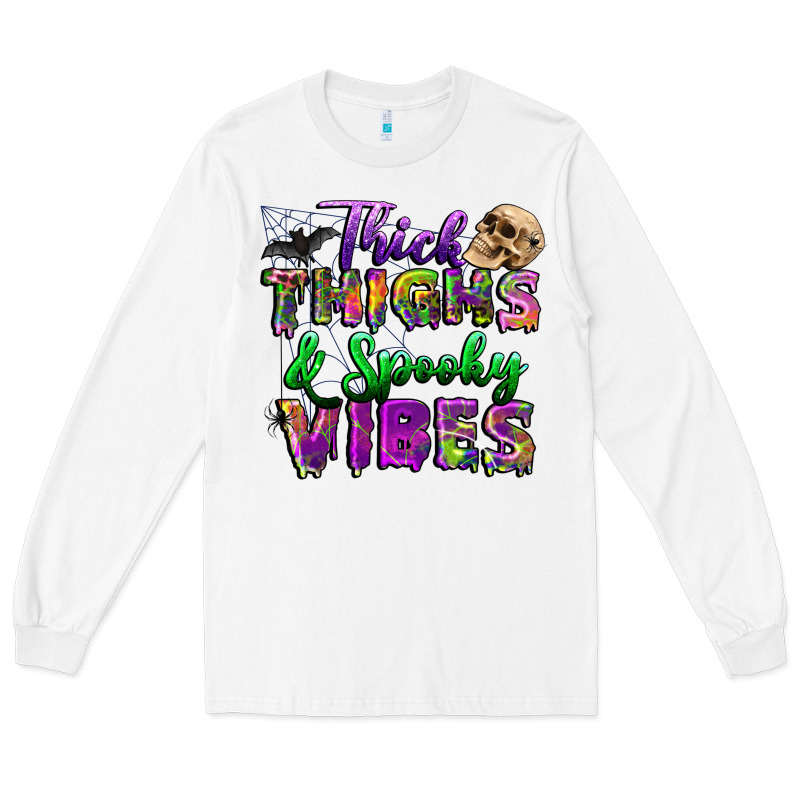 Thick Thighs And Spooky Vibes Long Sleeve Tee by BundleAndBundleShop | Teevron