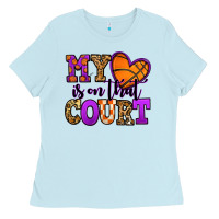 Baby Blue my heart is on that court basketball Ladies Tee - Jasminsmagicworld