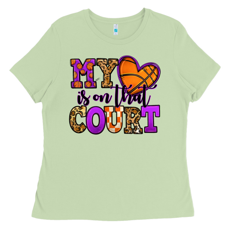 My Heart Is On That Court Basketball Ladies Tee by Jasminsmagicworld | Teevron