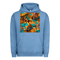 Pigment Pebble Blue cowboy rodeo seamless pattern Urban Hoodie - BundleAndBundleShop