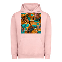 Pigment Salmon cowboy rodeo seamless pattern Urban Hoodie - BundleAndBundleShop