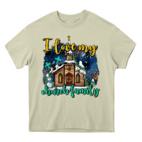 Mossy Christmas church and snow   ı love my church family Heavy Core Tee - AdoDesignShop