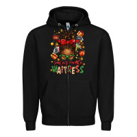 Black santa's favorite waitress messy bun Zipper Hoodie - texasbilliewilder